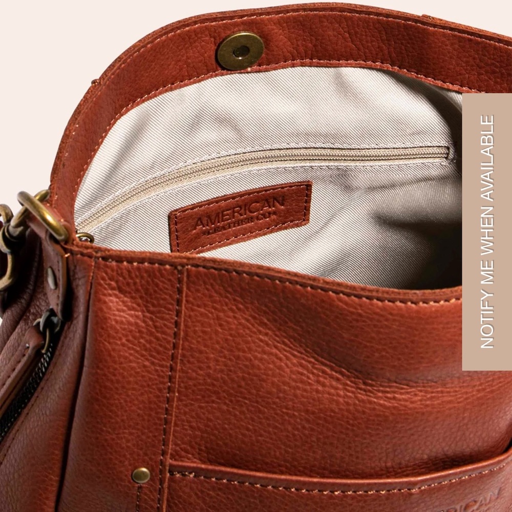 American Leather Co Austin Shoulder Bag Caffe Latte Color - Picture 10 of 10